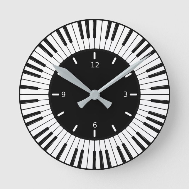 Reloj redondo de diseño de claves de piano (Anverso)