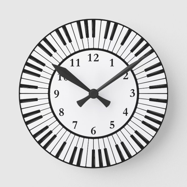 Reloj redondo de diseño de claves de piano (Anverso)