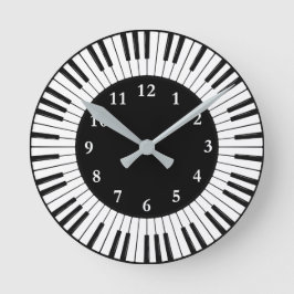 Reloj redondo de diseño de claves de piano