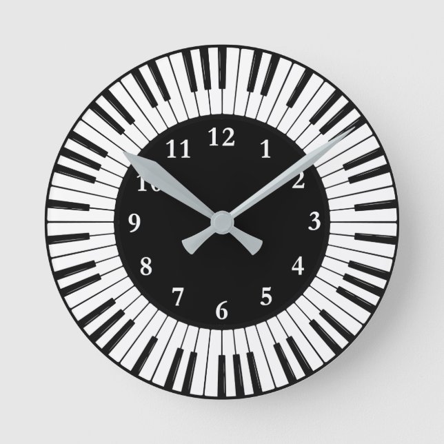 Reloj redondo de diseño de claves de piano (Anverso)