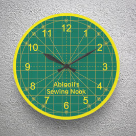 Reloj redondo de estera verde de Quilter