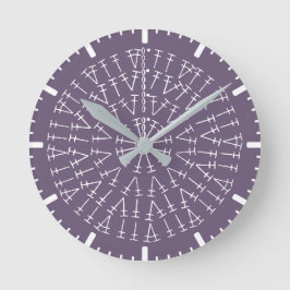 Reloj redondo de fondo de gráfico cruzado púrpura 