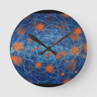 Reloj redondo de galaxia azul y Naranja