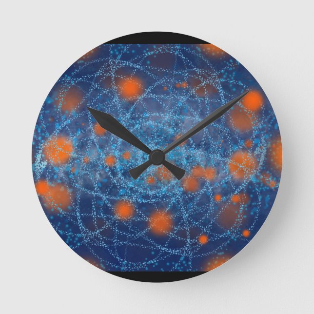 Reloj redondo de galaxia azul y Naranja (Anverso)