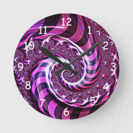 Reloj redondo de ilusión espiral rosa y negra