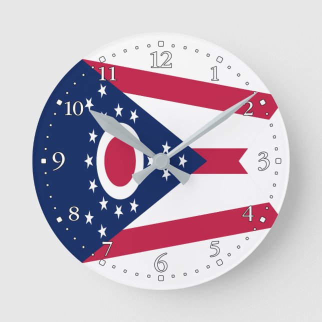 Reloj redondo de la bandera del estado de Ohio (Anverso)