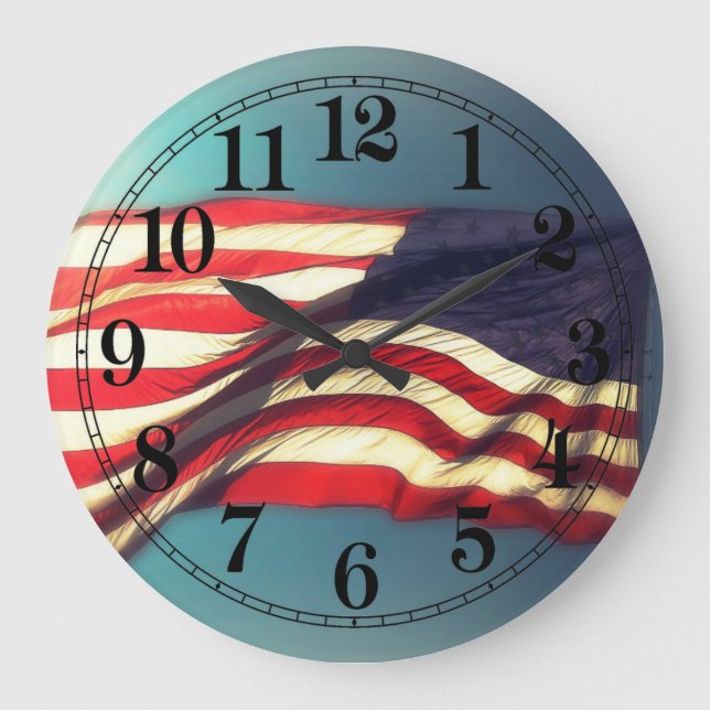 Reloj redondo de la bandera estadounidense (Anverso)
