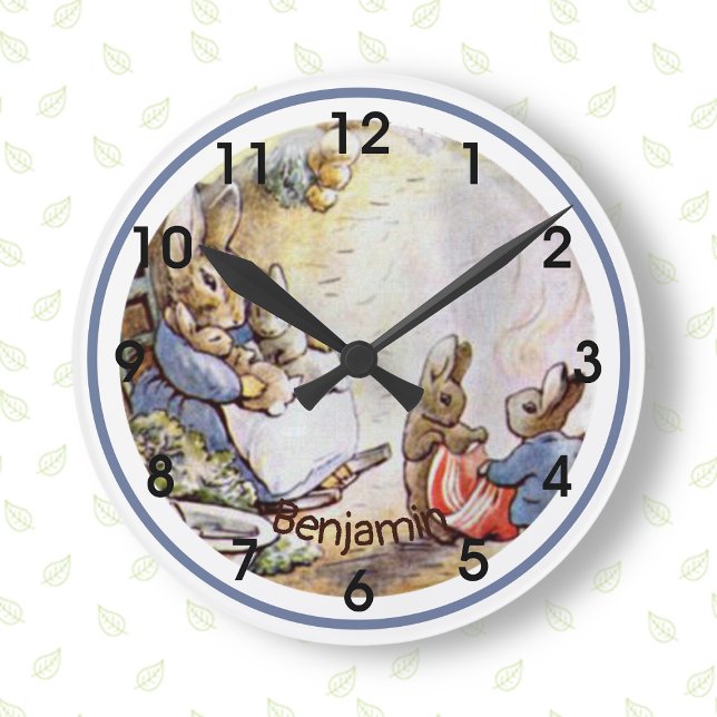 Reloj redondo de la familia Beatrix Potter Bunny (Subido por el creador)