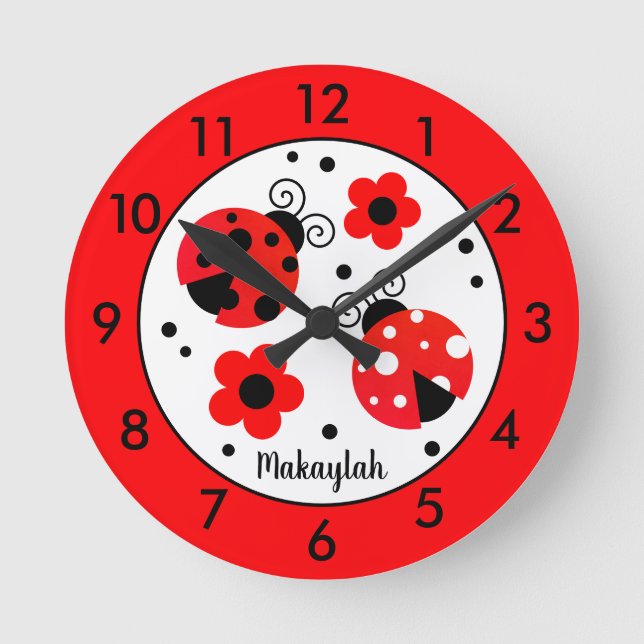 Reloj redondo de la parábola roja personalizada (Anverso)