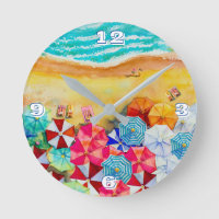 Reloj redondo de paraguas de la playa de verano