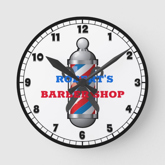 Reloj redondo de Personalizado de barbería de Polo (Anverso)