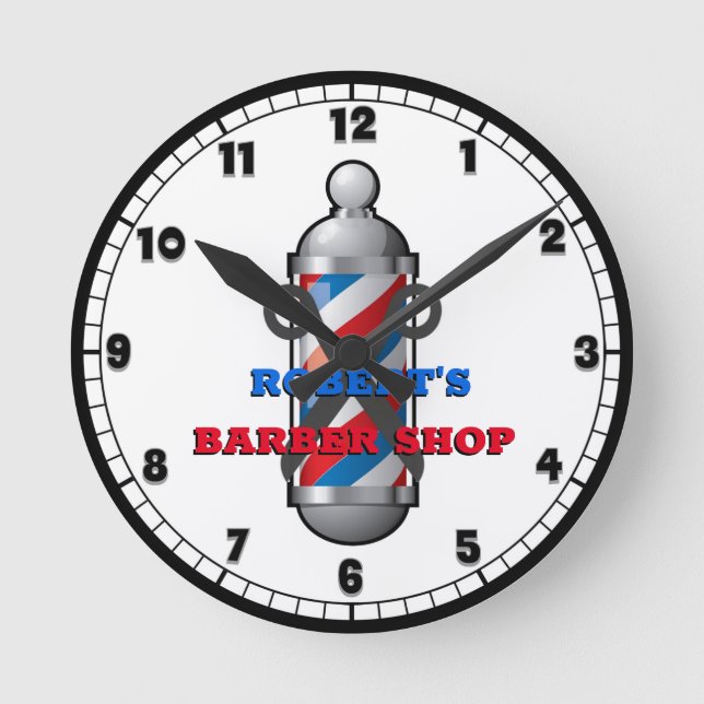 Reloj redondo de Personalizado de barbería de Polo (Anverso)