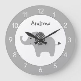 Reloj redondo de Personalizado de elefante gris