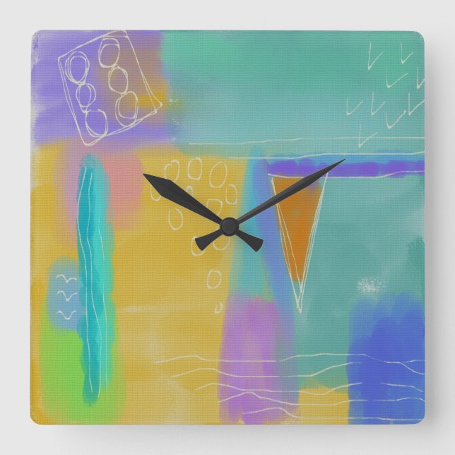 Reloj redondo de pintura abstracta colorida (Anverso)