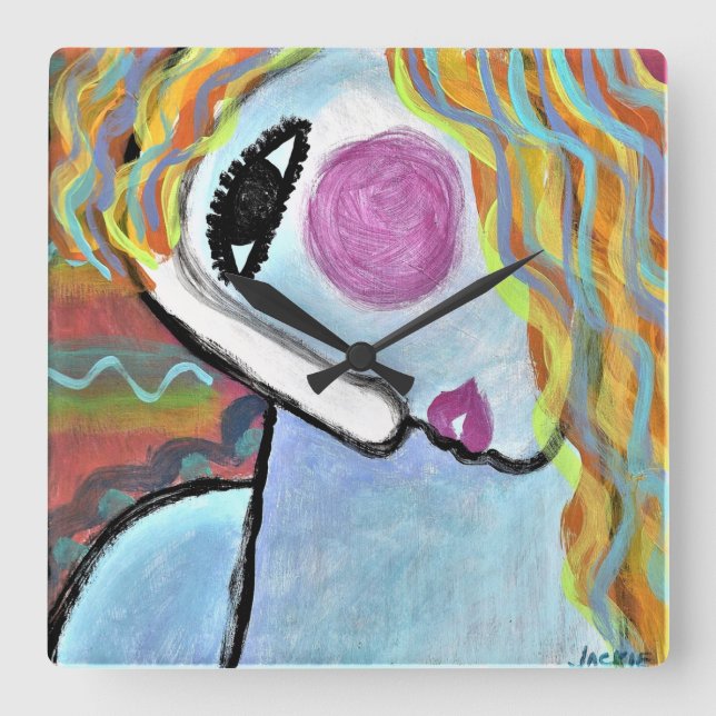 Reloj redondo de pintura abstracta colorida (Anverso)