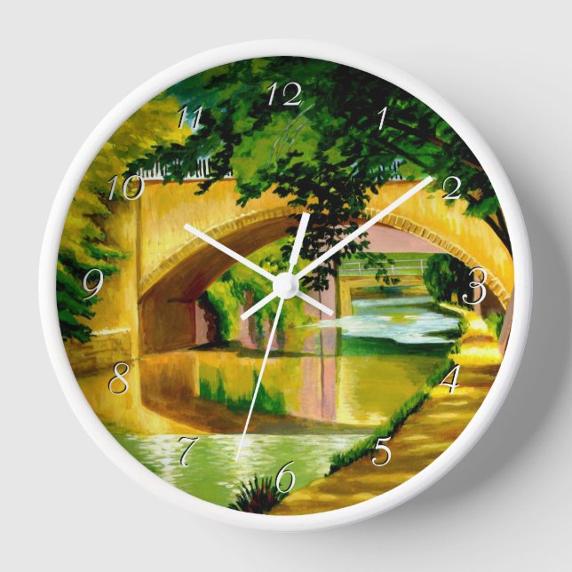 Reloj redondo de río urbano pintado (Anverso)