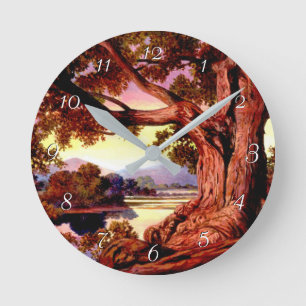 Reloj redondo de roble de roble negro pintado