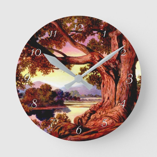 Reloj redondo de roble de roble negro pintado (Anverso)