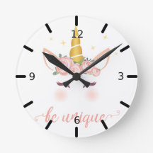 Reloj redondo de unicornio "Sé único"