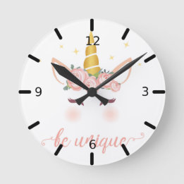 Reloj redondo de unicornio "Sé único"