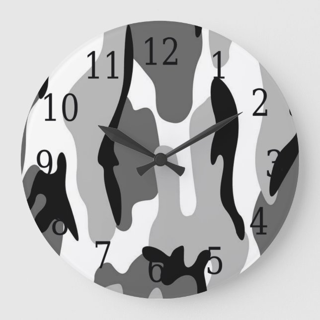 Reloj redondo del camuflaje gris blanco negro (Anverso)