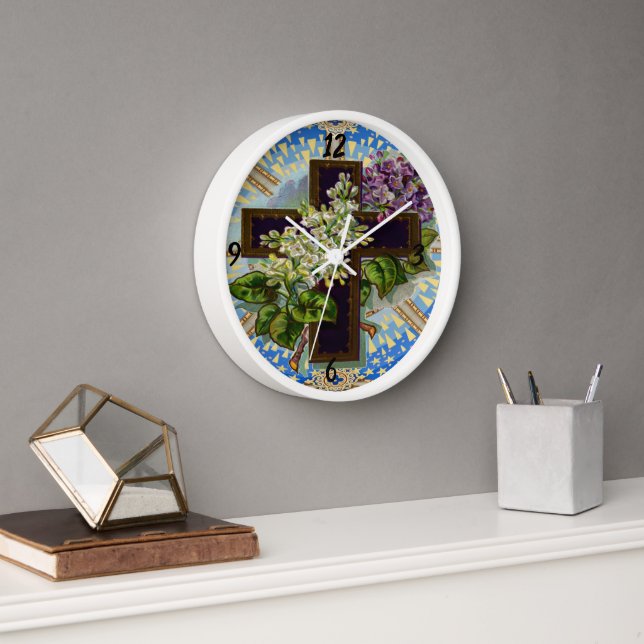 Reloj redondo floral cristiano (Oficina)
