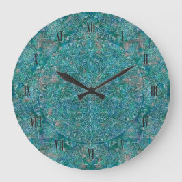 RELOJ REDONDO GRANDE アラベスク文様　ターコイズメランジェベース