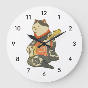 Reloj Redondo Grande 三味線を弾く猫, 国芳 Cat Playing Guitar, Kuniyoshi, Ukiyoe