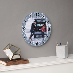 Reloj Redondo Grande 1ª Foto de Cita de Navidad Feliz Casada
