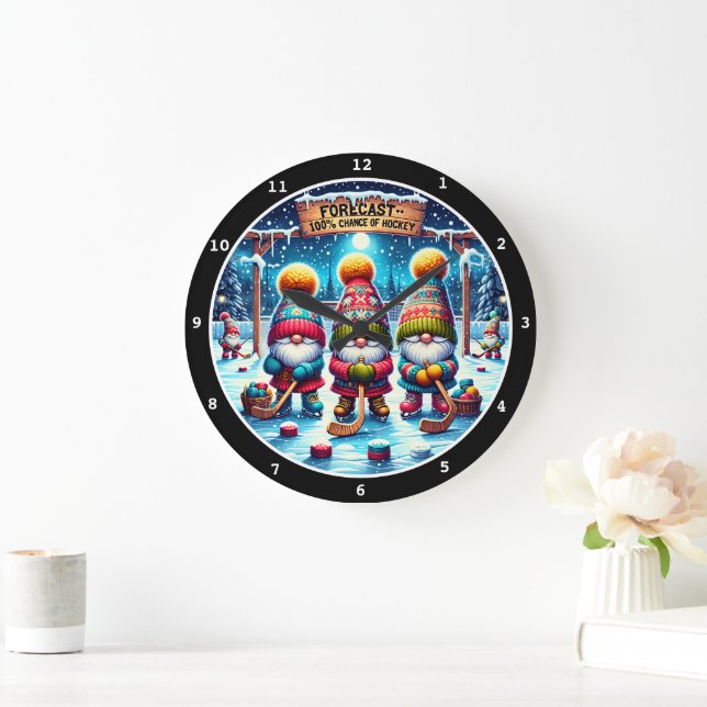 Reloj Redondo Grande 100% de posibilidades de hockey" - gnomos con Navi (Hogar)
