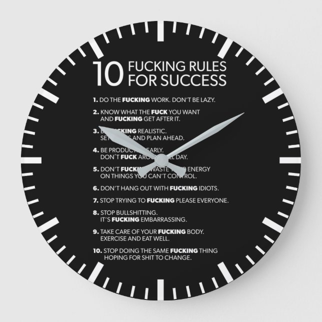 Reloj Redondo Grande 10 Normas De Éxito - Motivación (Anverso)