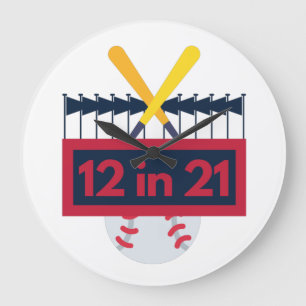Reloj Redondo Grande 12 en 21 Béisbol