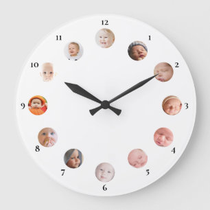 Reloj Redondo Grande 12 fotos personalizadas del bebé