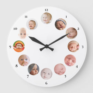 Reloj Redondo Grande 12 fotos personalizadas del bebé