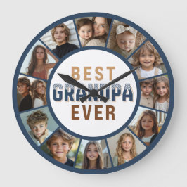 Reloj Redondo Grande 12 Photo Collage Best Grandpa Ever Large Clock