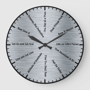 Reloj Redondo Grande 12 Step Sobriety Clean & Sober Slogans Slvr Clock