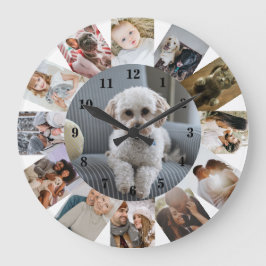 Reloj Redondo Grande 13 Collage de fotos personalizado