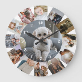 Reloj Redondo Grande 13 Collage de fotos personalizado