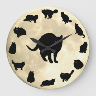 Reloj Redondo Grande 13 gatos negros y una luna