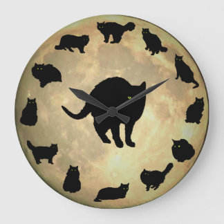 Reloj Redondo Grande 13 gatos negros y una luna llena
