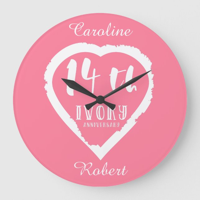 Reloj Redondo Grande 14° aniversario Boda marfil tradicional (Anverso)