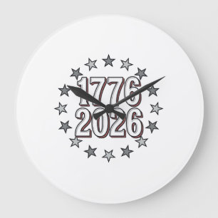 Reloj Redondo Grande 1776 2026 Estrellas Patrióticas Diseño Vectorial V