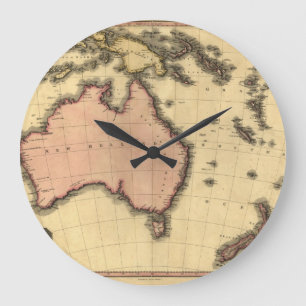Reloj Redondo Grande 1818 mapa de Australasia - Australia, Nueva