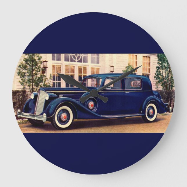 Reloj Redondo Grande 1936 blue Packard (Anverso)