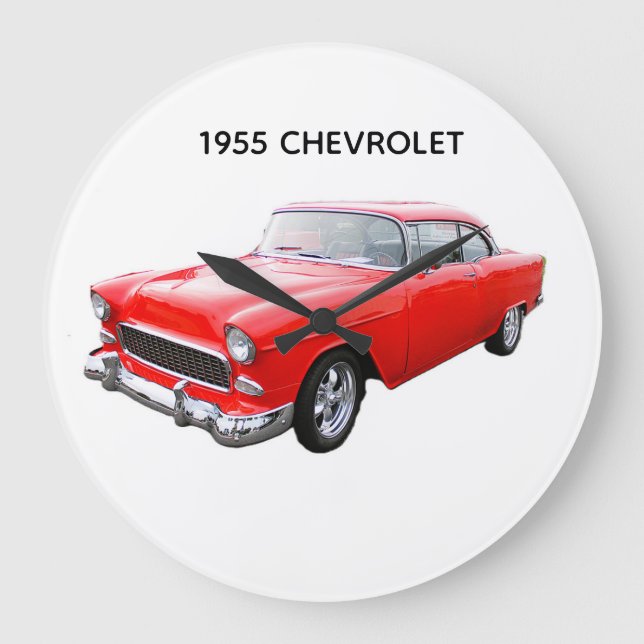 Reloj Redondo Grande 1955 chevrolet car  clock (Anverso)