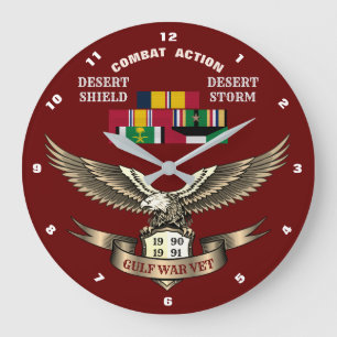RELOJ REDONDO GRANDE 1 ESTRELLA DE CAMPAÑA VETERANOS DE GUERRA DEL GOL