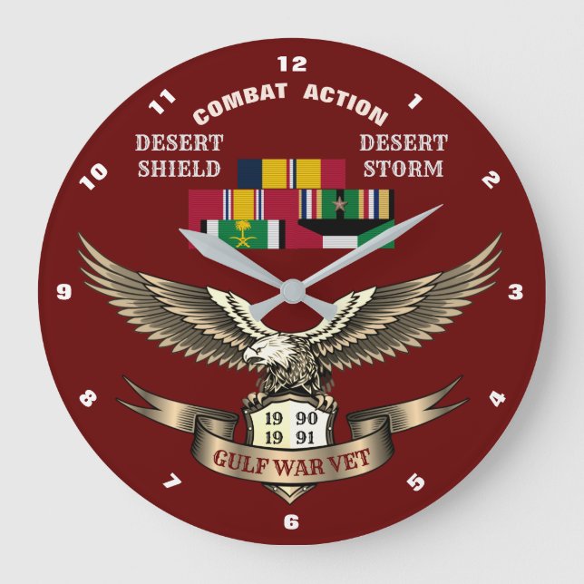 RELOJ REDONDO GRANDE 1 ESTRELLA DE CAMPAÑA VETERANOS DE GUERRA DEL GOLF (Anverso)