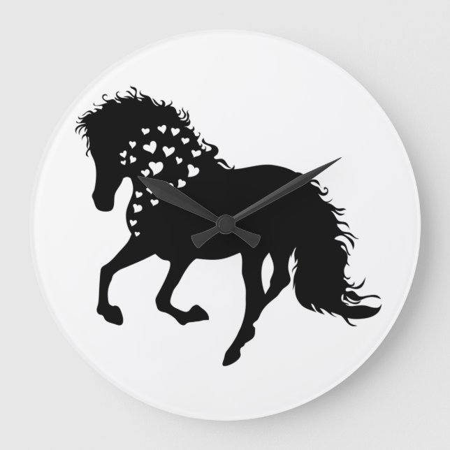 Reloj Redondo Grande 1- Horse Shirt, Horse Lover Tee, Girls Horse (Anverso)