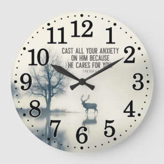 Reloj Redondo Grande 1 Pedro 5:7 Arroja toda tu ansiedad sobre él que c