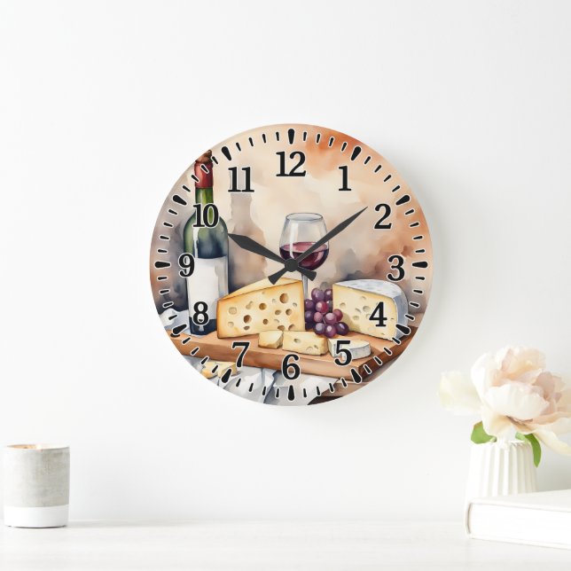 Reloj Redondo Grande #1 Vino y Queso (Hogar)